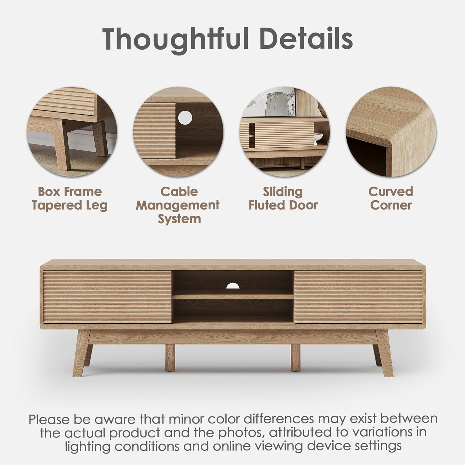 59" TV Console, Mid Century Modern Media Console for 55/60/65 Inch TV,